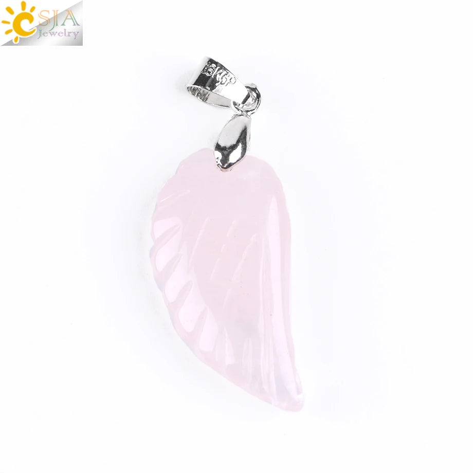 Natural Gem Stone Angel Wing Necklaces & Pendants