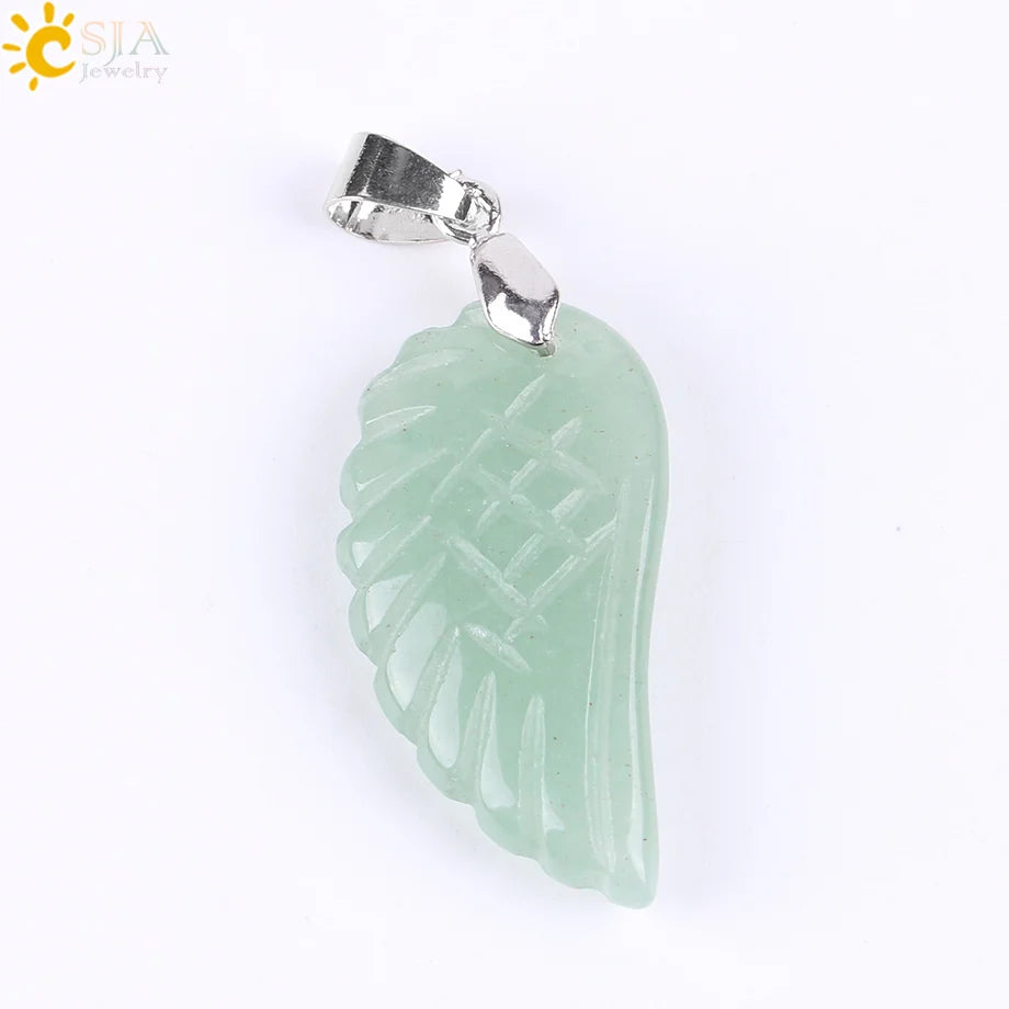 Natural Gem Stone Angel Wing Necklaces & Pendants