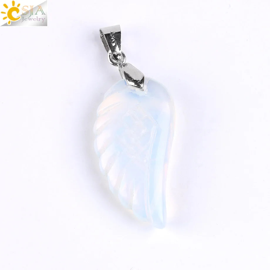 Natural Gem Stone Angel Wing Necklaces & Pendants