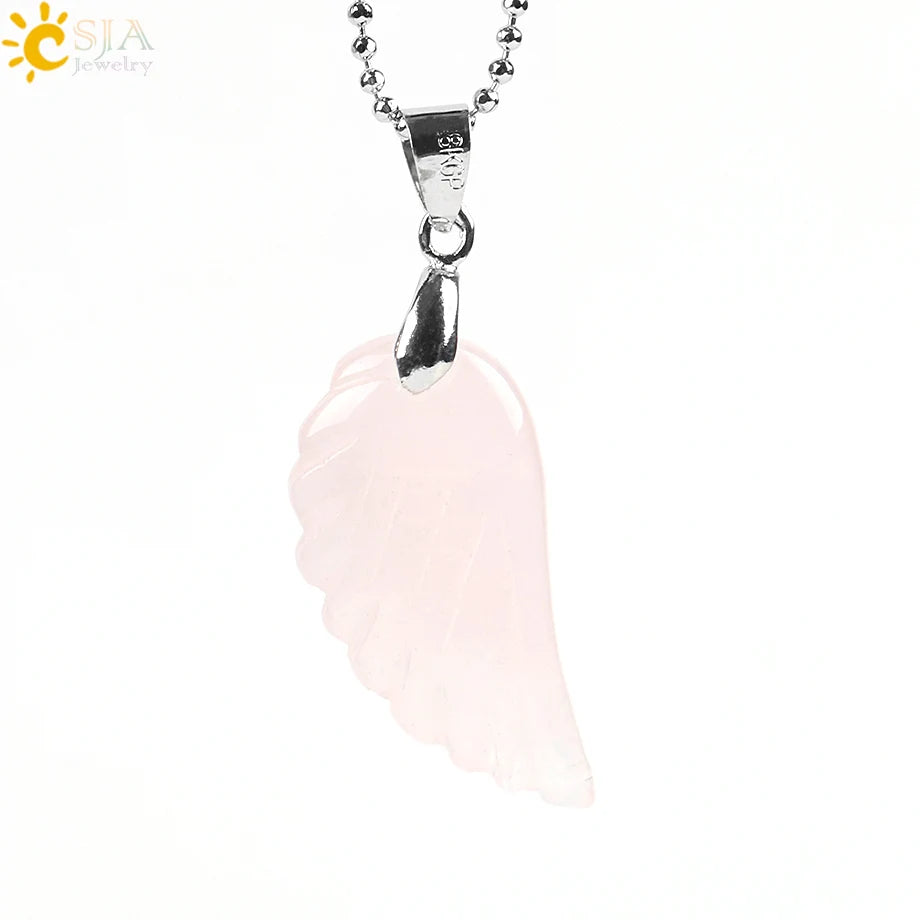 Natural Gem Stone Angel Wing Necklaces & Pendants