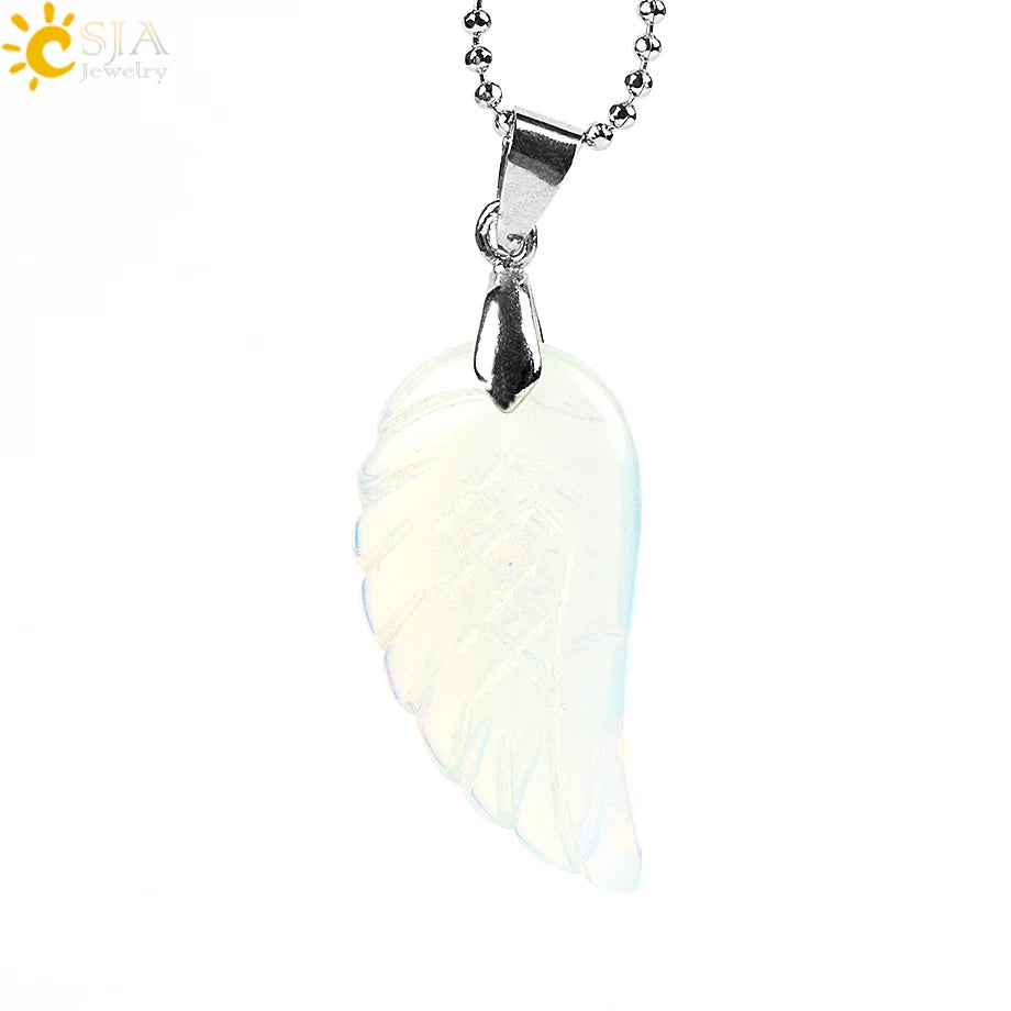 Natural Gem Stone Angel Wing Necklaces & Pendants