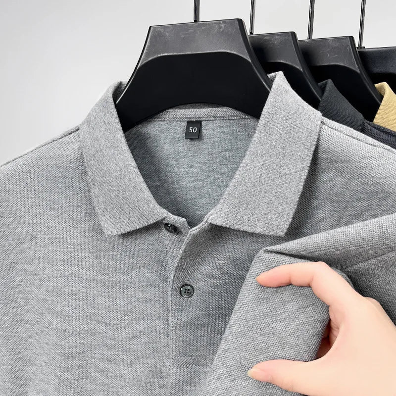 Men's Pure Cotton Long Sleeve  Polo Shirt