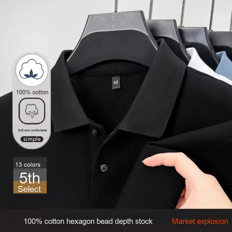 Men's Pure Cotton Long Sleeve  Polo Shirt