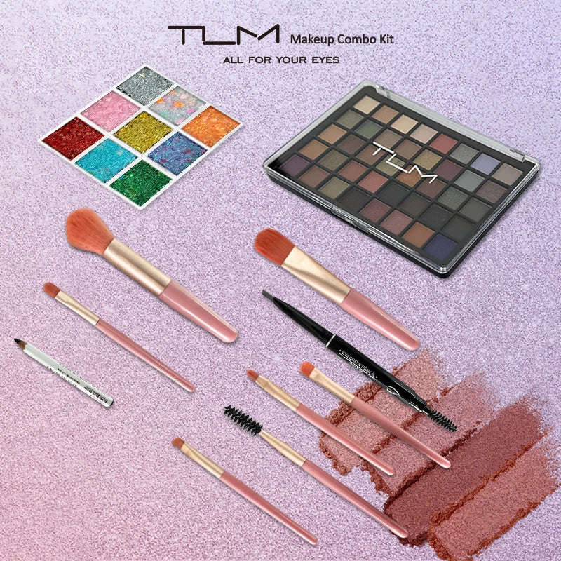 TLM Makeup Combo Kit Eye Makeup Kit Makeup Set, Portable Mini Makeup Kit, Eyebrow Pencil Eye Shadow Palette Perfect Gift