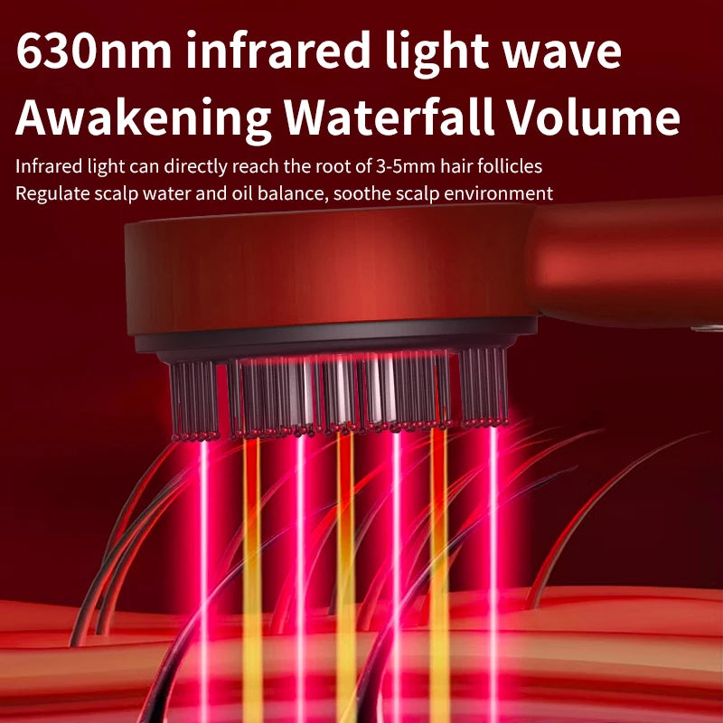 3 Mode Electric Vibration Massage Comb Red Light Therapy HairCare Growth Massage Scalp Brush Oil Liquid Applicator Head Massager