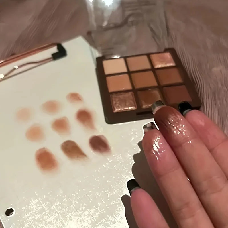 Mocha Chocolate 9 Colors Eyeshadow Palette Matte Pearly Glitter Finish Makeup Chocolate Eye shadow Palette