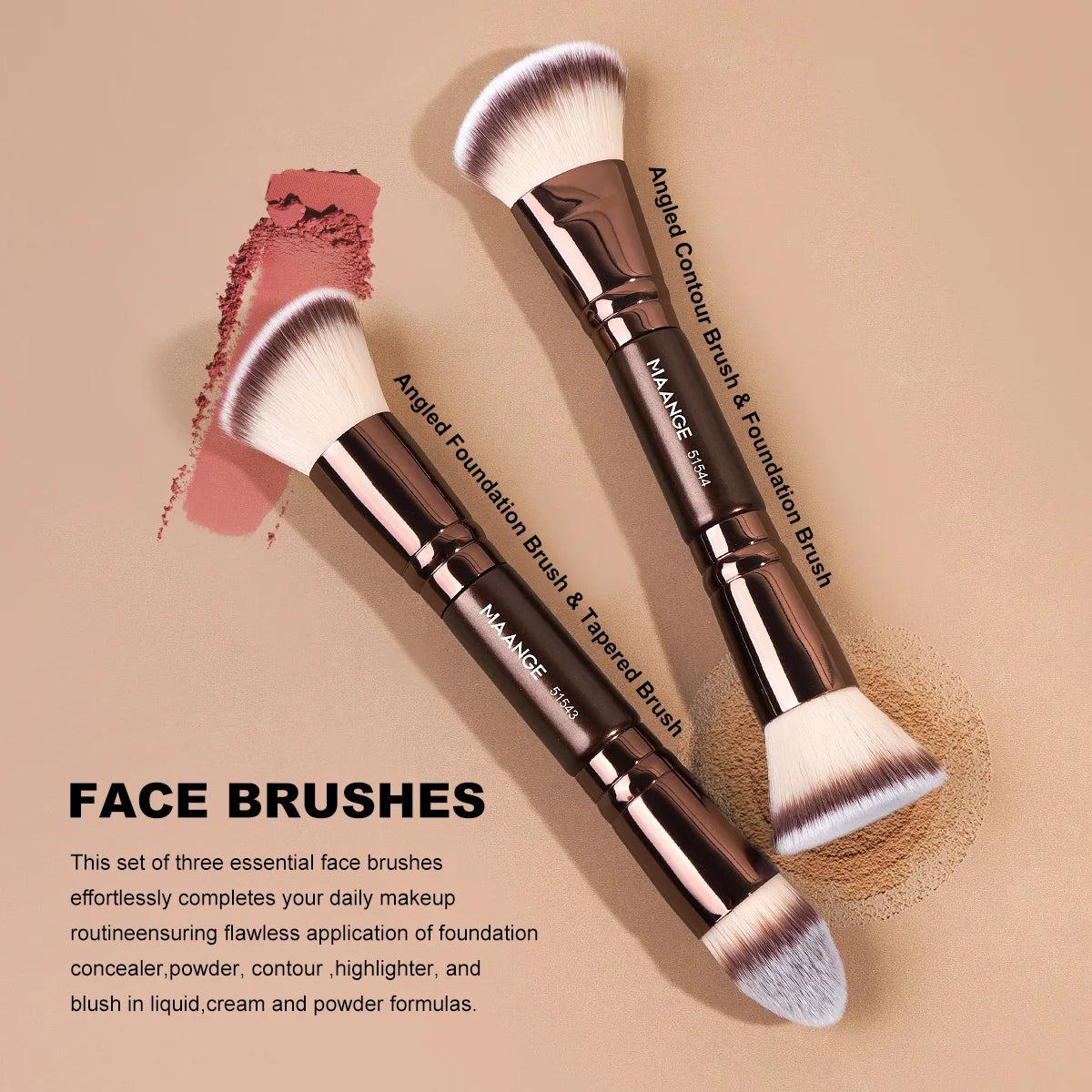 MAANGE 5pcs Makeup Brush Set Foundation Blush Concealer Eyeshadow Brushes Multi-Purpose Makeup Brush Kit Professional Brushes