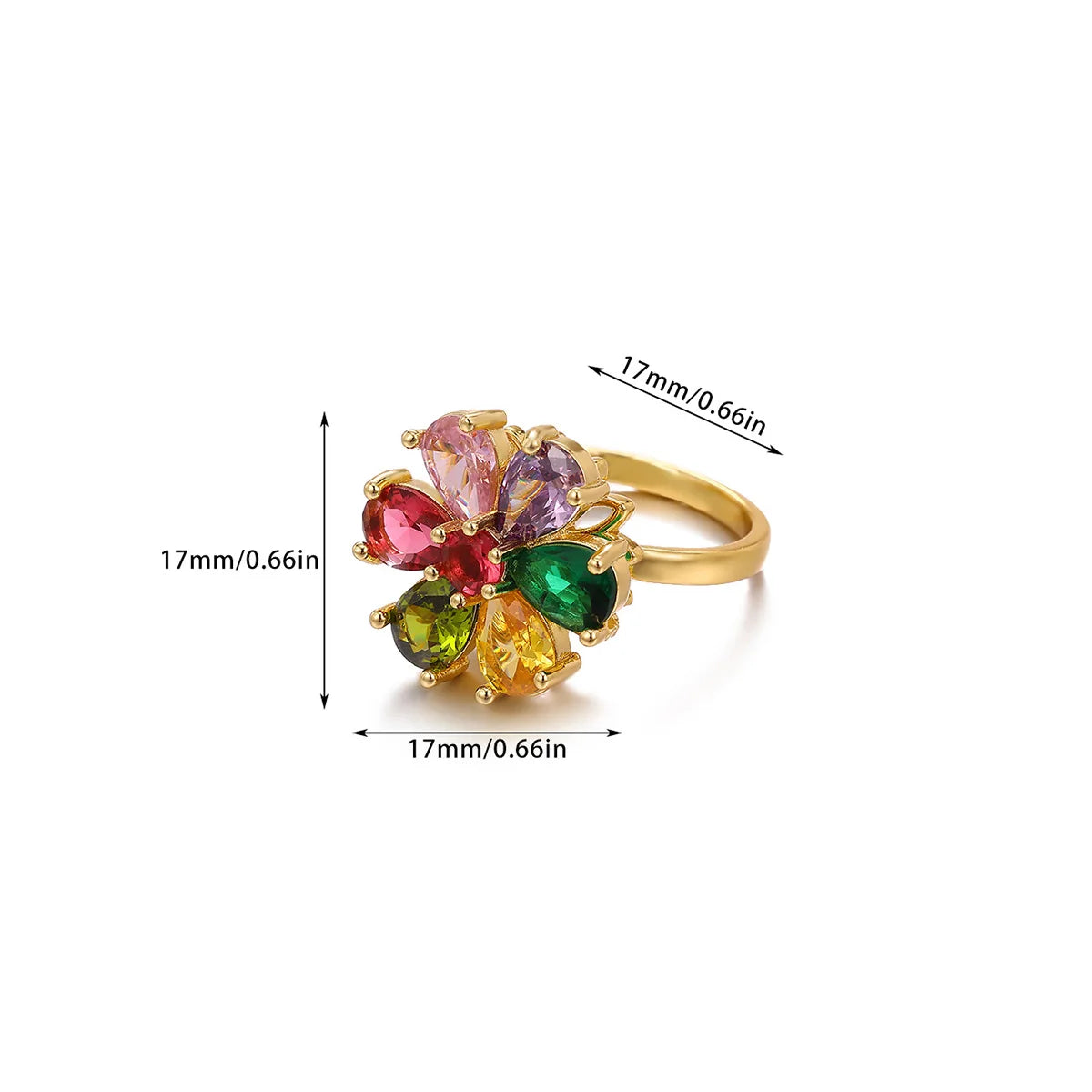 Gold Color Zirconia Flower Rings for Women Girls Elegant Stainless Steel Ring Floral Jewelry Trendy Luxury Aesthetic 2026 Style