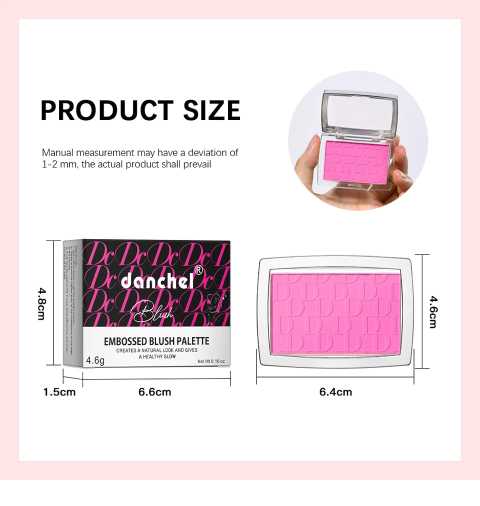 Matte Embossed Blush Palette High Pigmented Pink Coral Cheek Blush Powder With Professional Makeup Brush