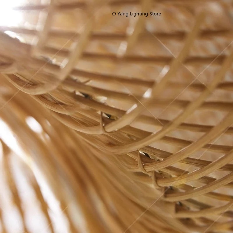 Japanese Wabi-sabi Style Handmade Rattan Woven Pendant Lamps  Restaurant Suspension Lights Retro Zen Tea Room Kitchen Decor