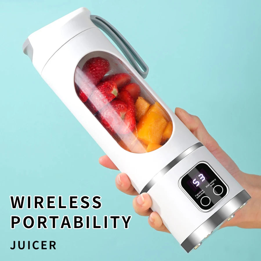 1 Small Portable Blender and Juicer - Rechargeable via USB, Personal Wireless Blender with Stainless Steel Blades no