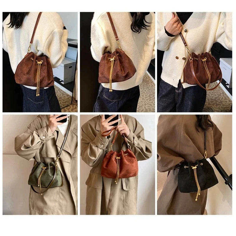 Womens Soft Crossbody Bags Faux Suede