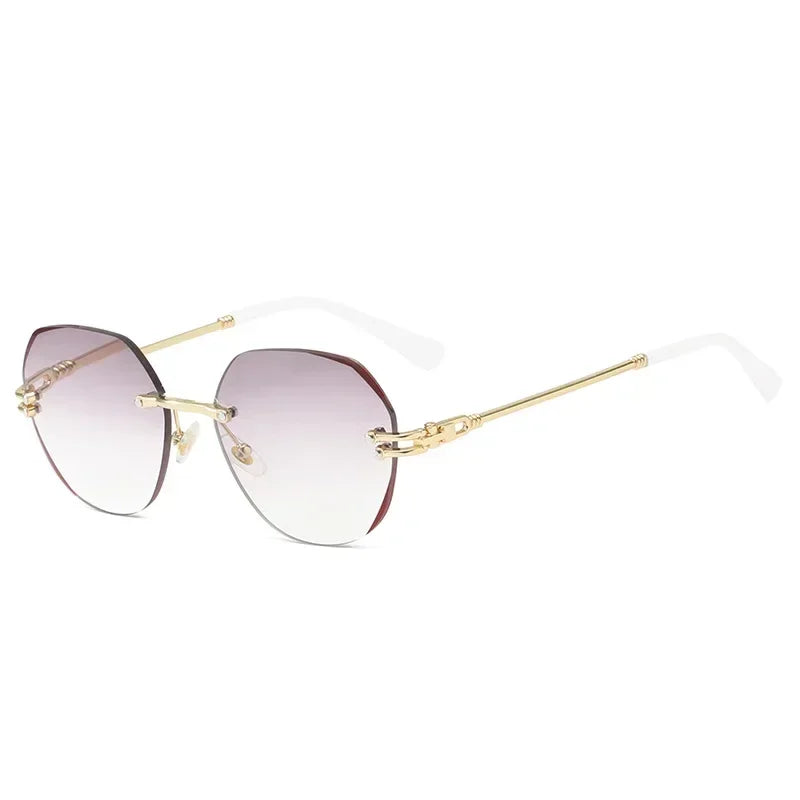 Ultra-lightweight Rimless Polygonal Reading Glasses New Anti-blue Light High-definition Gradient Color Presbyopia Glasses