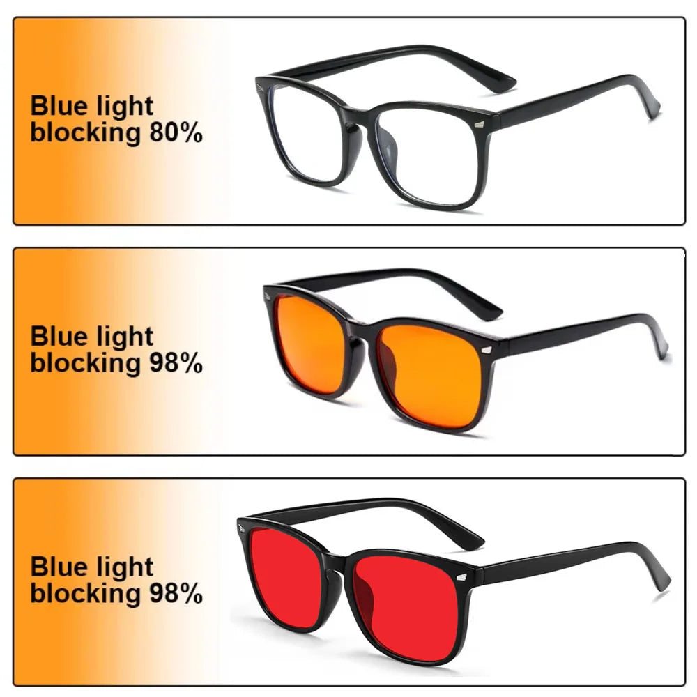 Anti Blue Light Glasses with Red Tinted Lenses Better Sleep Red Lens Filter Glasses Men Women Orange Yellow Lenses Glasses