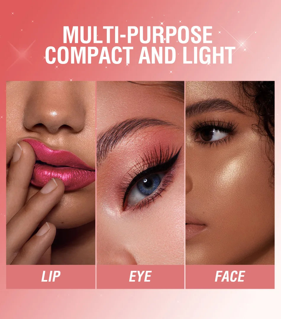 6 Colors 3 in 1 Pearlescent Sparkling Lipstick Matte Glitter Waterproof Long Lasting Pearl Shine Lip Gloss Shimmer Sexy Makeup