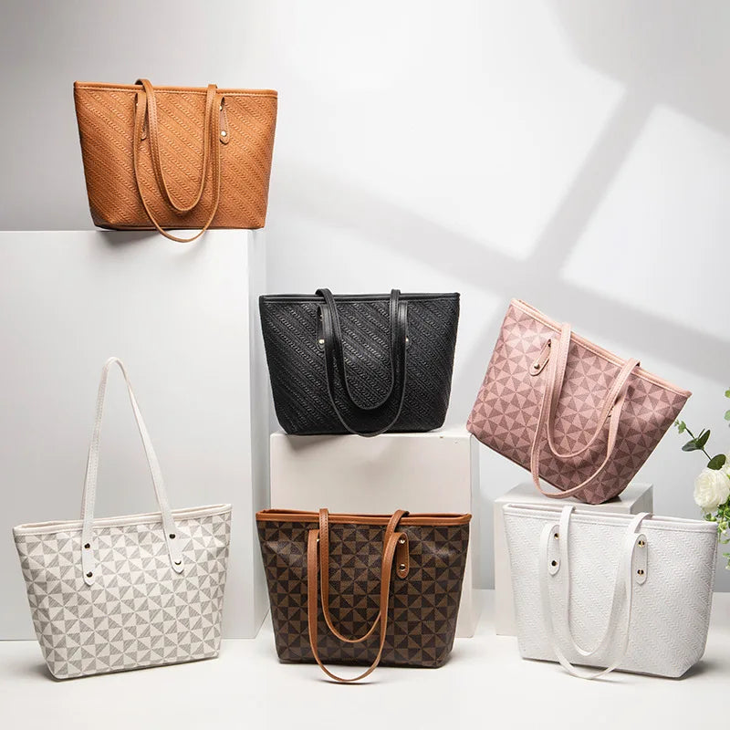 Large Capacity Shoulder Bag Women's PU Leather Handbag for Commuting and Casual Use Versatile Tote Bag