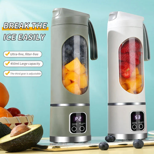 1 Small Portable Blender and Juicer - Rechargeable via USB, Personal Wireless Blender with Stainless Steel Blades no