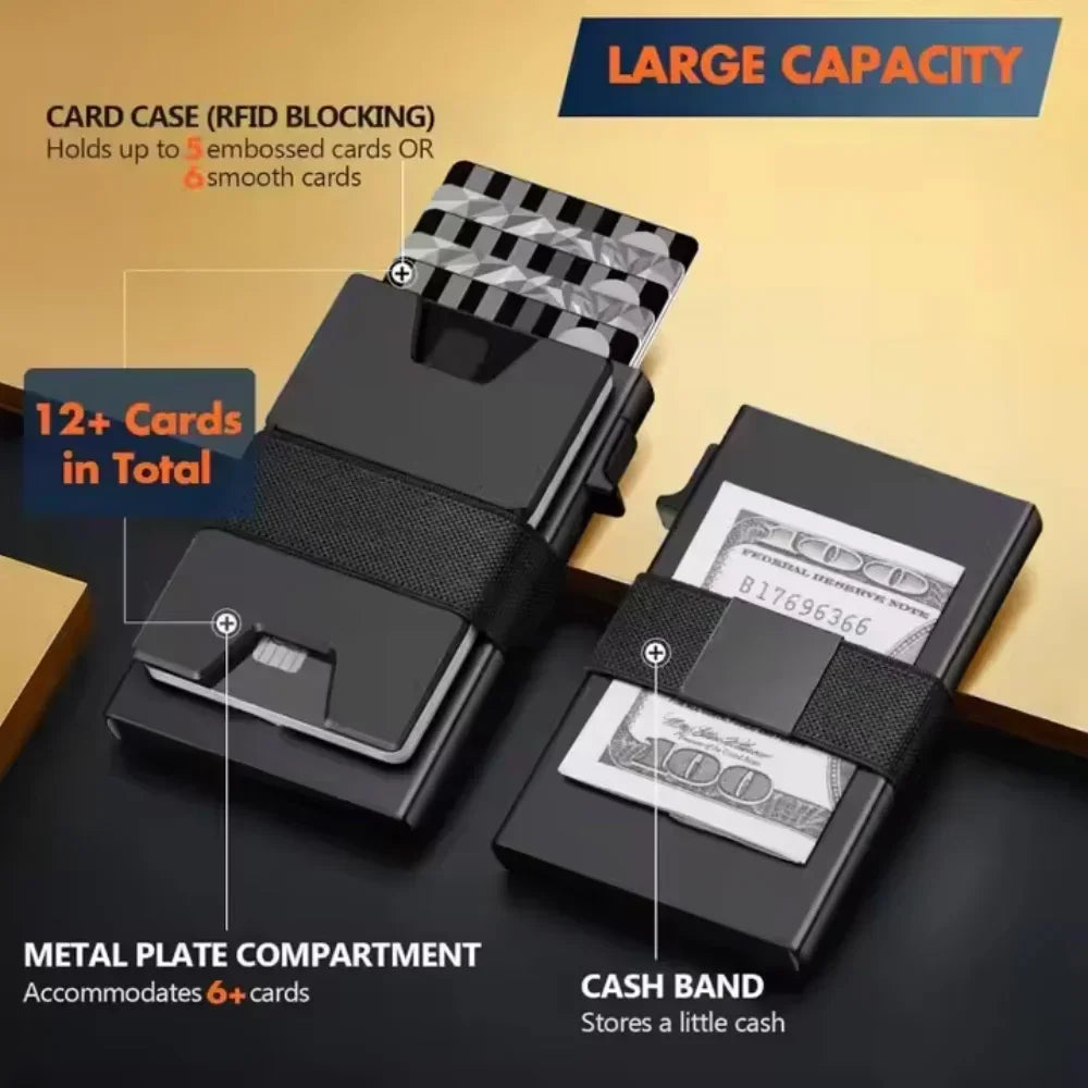 RFID Blocking Wallets Credit Card Holder ID Holders Luxury Money Clips Slim Thinbusiness Cardholder Automatic Pop Up Purses