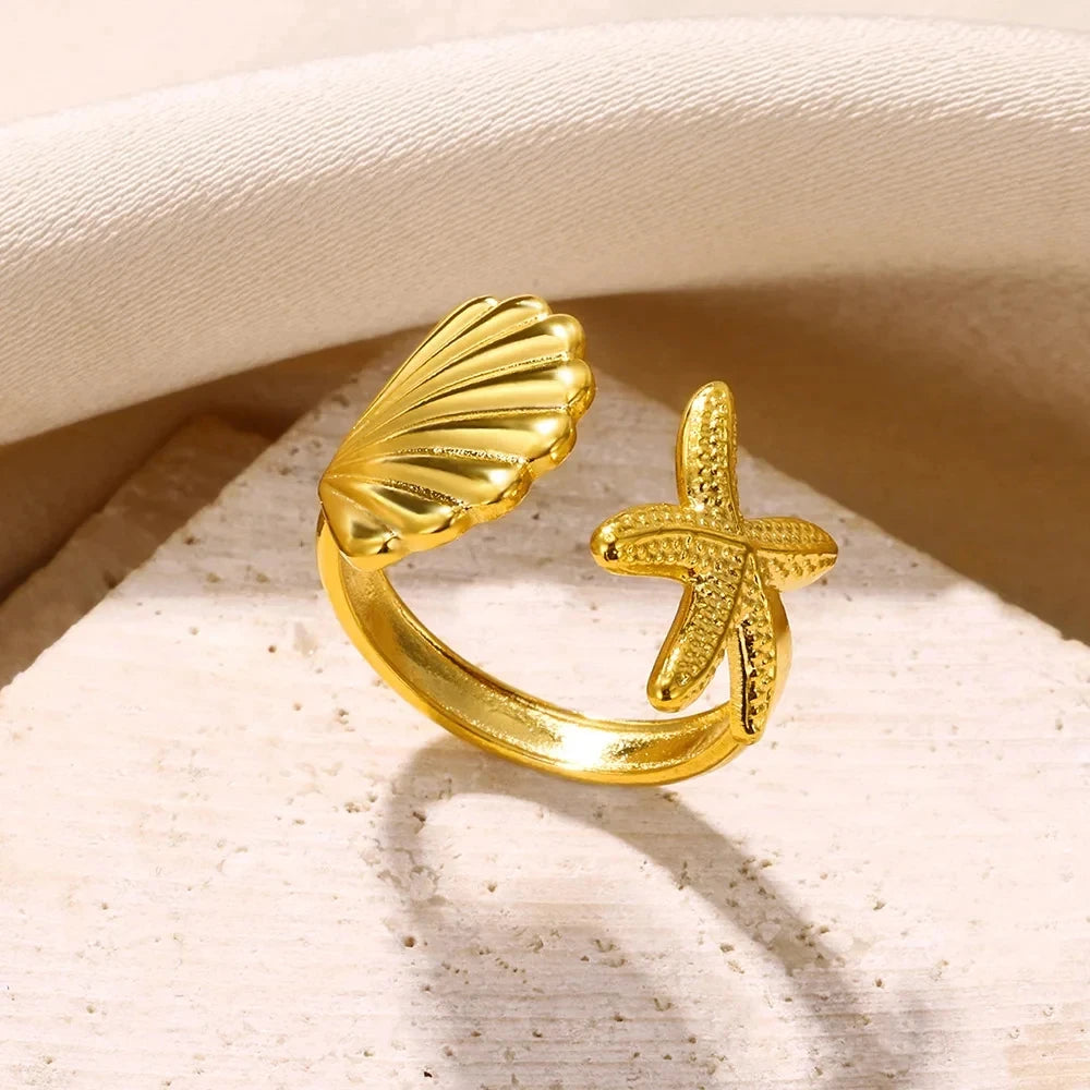 Gold Color Zirconia Flower Rings for Women Girls Elegant Stainless Steel Ring Floral Jewelry Trendy Luxury Aesthetic 2026 Style