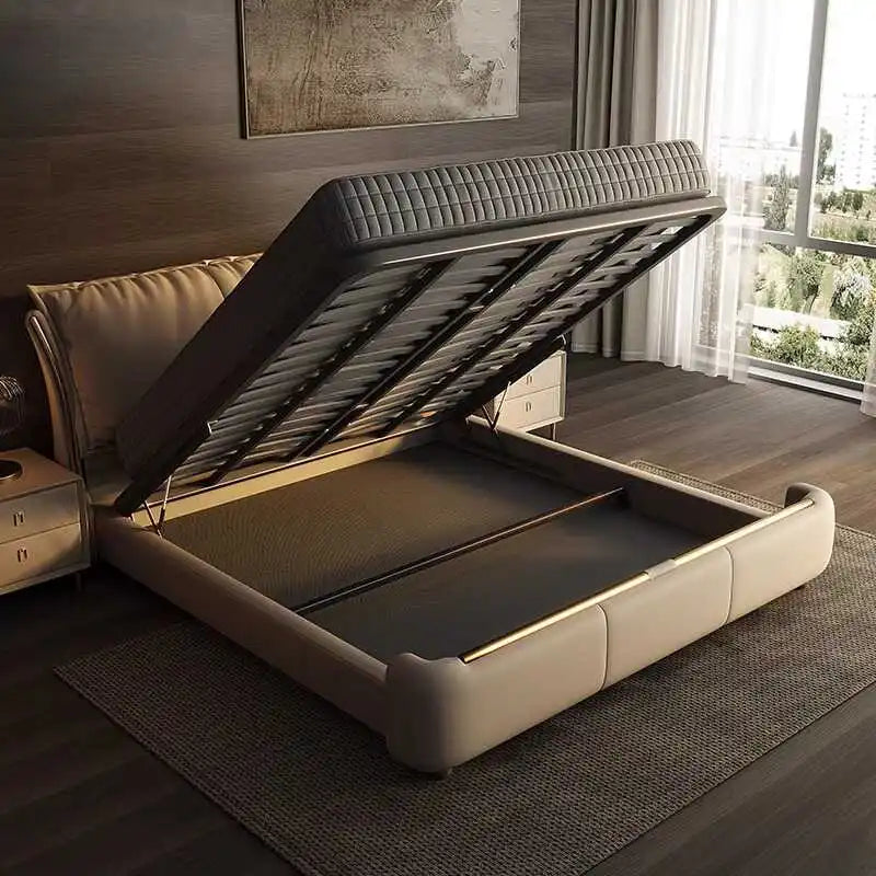 Beige Princess Modern Bed Frame Waterproof Designer Bedroom Double Bed Frames Full Size Queen Camas De Dormitorio Home Furniture