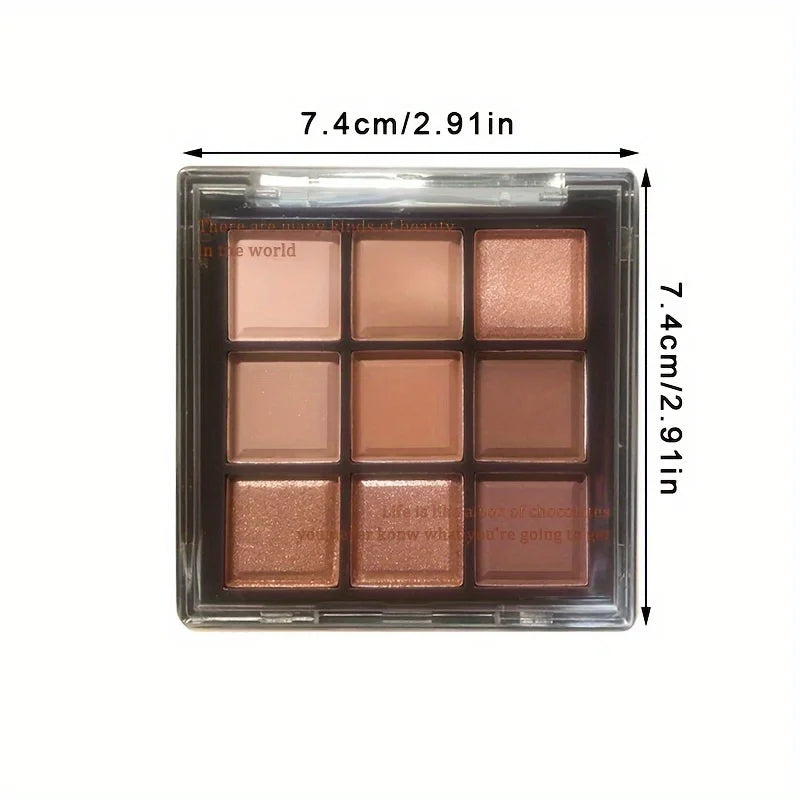 Mocha Chocolate 9 Colors Eyeshadow Palette Matte Pearly Glitter Finish Makeup Chocolate Eye shadow Palette