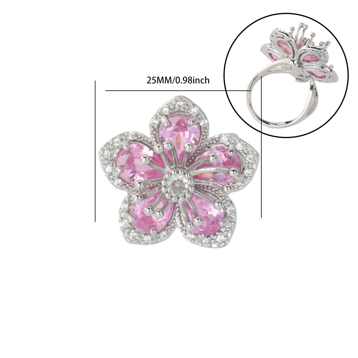 Gold Color Zirconia Flower Rings for Women Girls Elegant Stainless Steel Ring Floral Jewelry Trendy Luxury Aesthetic 2026 Style