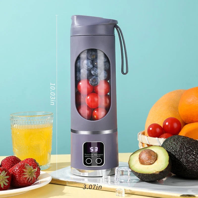 1 Small Portable Blender and Juicer - Rechargeable via USB, Personal Wireless Blender with Stainless Steel Blades no
