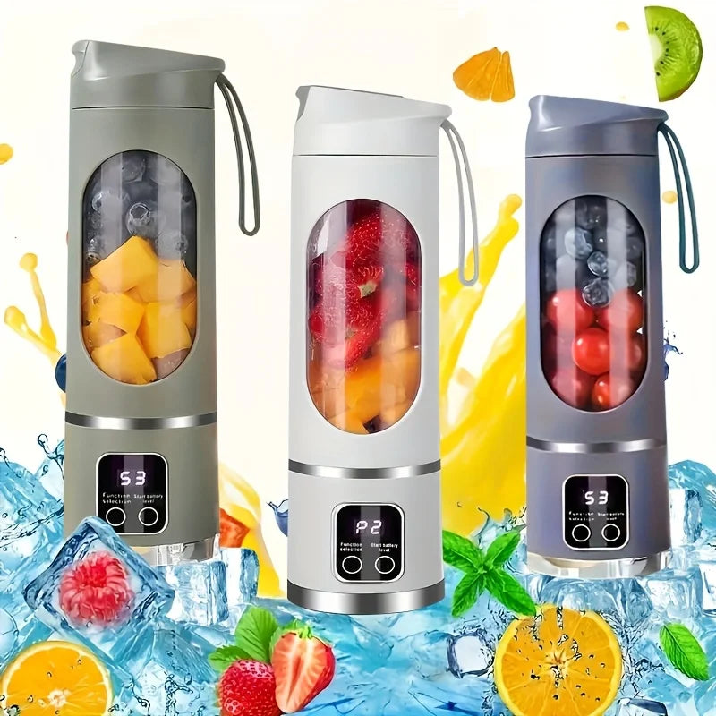 1 Small Portable Blender and Juicer - Rechargeable via USB, Personal Wireless Blender with Stainless Steel Blades no