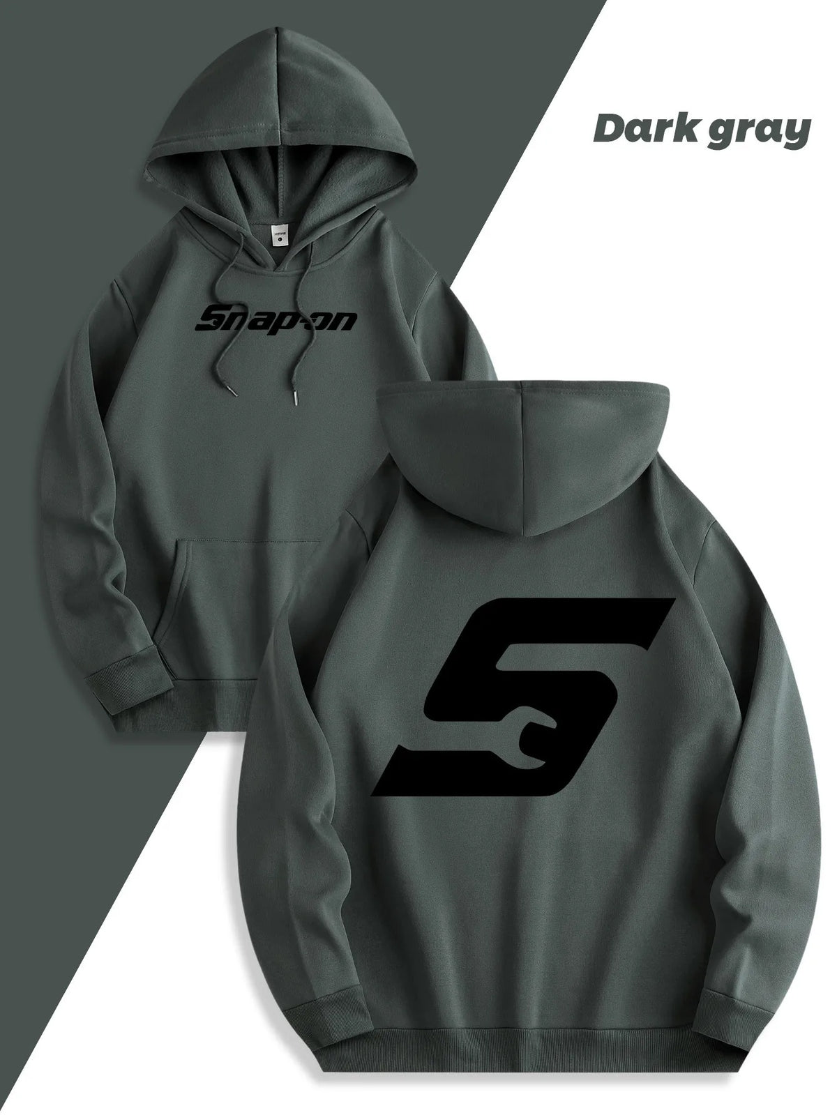 2025 Red Snapon Hooded Sweatshirt Casual Long Sleeve Pullover100_ Polyester Knit Fabric All-Season Warm Hoodie with Drawstring