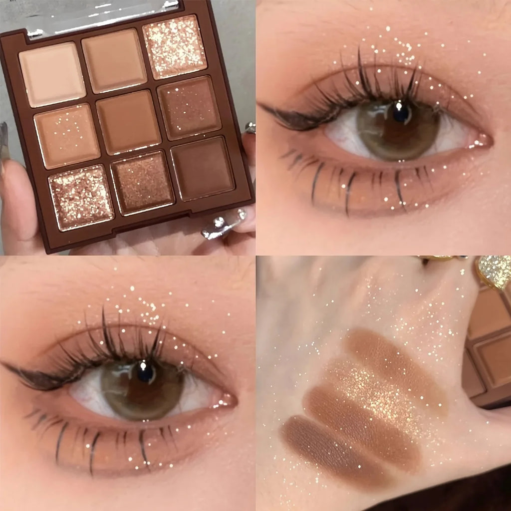 Mocha Chocolate 9 Colors Eyeshadow Palette Matte Pearly Glitter Finish Makeup Chocolate Eye shadow Palette