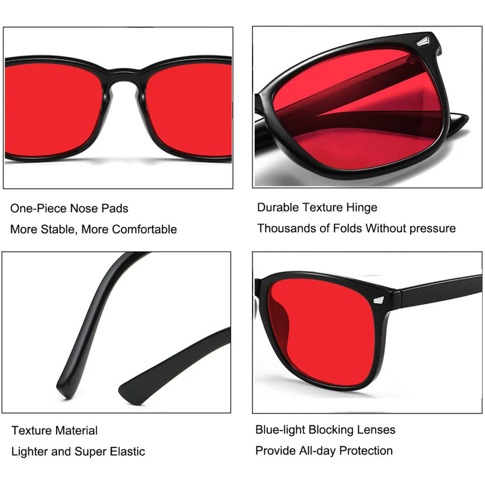 Anti Blue Light Glasses with Red Tinted Lenses Better Sleep Red Lens Filter Glasses Men Women Orange Yellow Lenses Glasses