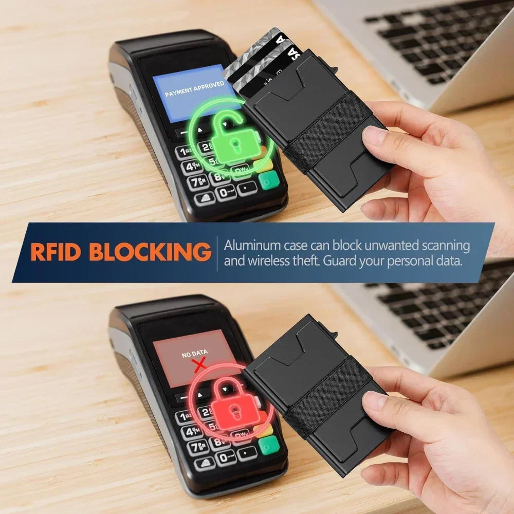 RFID Blocking Wallets Credit Card Holder ID Holders Luxury Money Clips Slim Thinbusiness Cardholder Automatic Pop Up Purses
