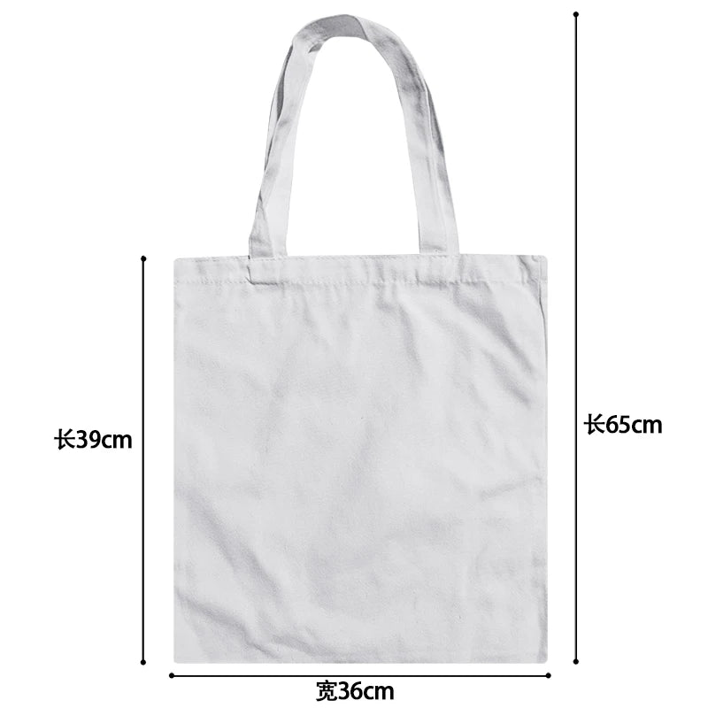 "LITTLE MS. CROCHET" Print Durable Canvas Tote Bags Women Fashion Colorful Crochet Girl Design Shoulder Bag Travel Tote Bags