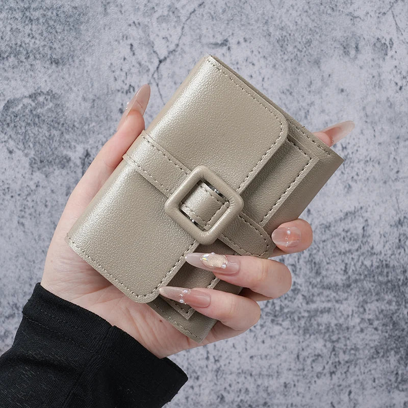 Solid color short women's wallet, super beautiful multifunctional wallet, card bag, coin purse