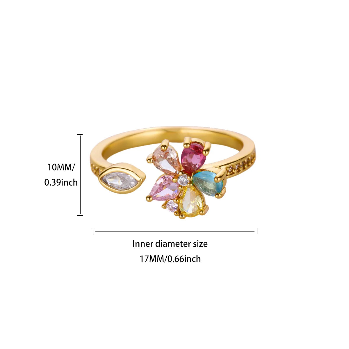 Gold Color Zirconia Flower Rings for Women Girls Elegant Stainless Steel Ring Floral Jewelry Trendy Luxury Aesthetic 2026 Style