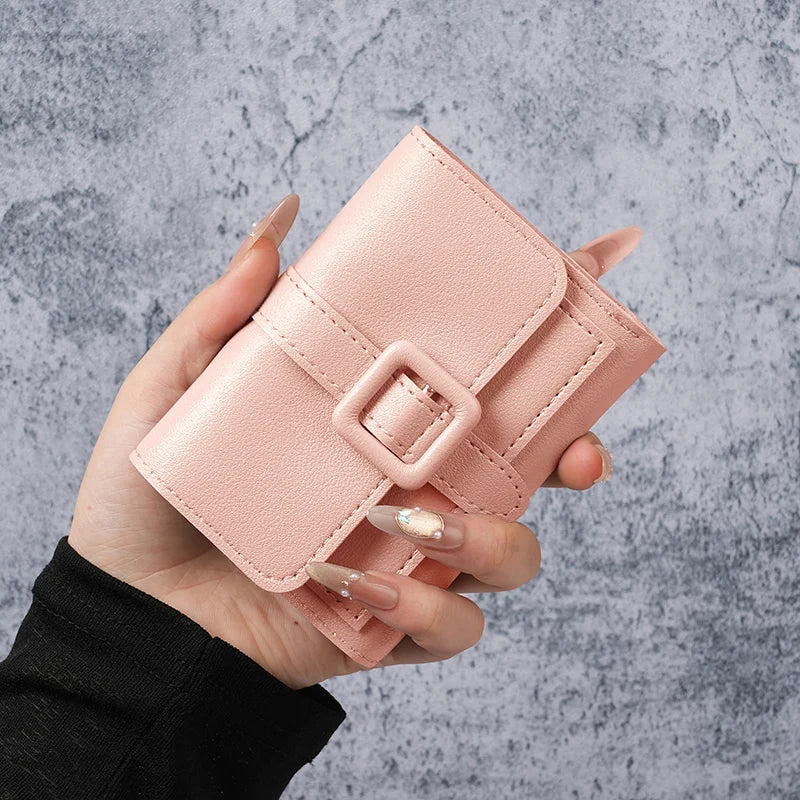 Solid color short women's wallet, super beautiful multifunctional wallet, card bag, coin purse