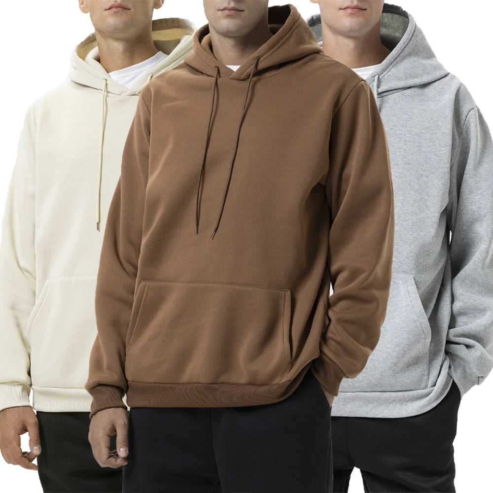 Men's Hoodies Pullover Spring Autumn Warm Casual Hoodie Sweatshirts Solid Color Hoodies Sweatshirt For Male