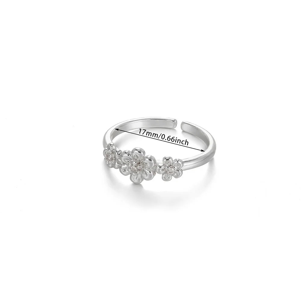 Gold Color Zirconia Flower Rings for Women Girls Elegant Stainless Steel Ring Floral Jewelry Trendy Luxury Aesthetic 2026 Style