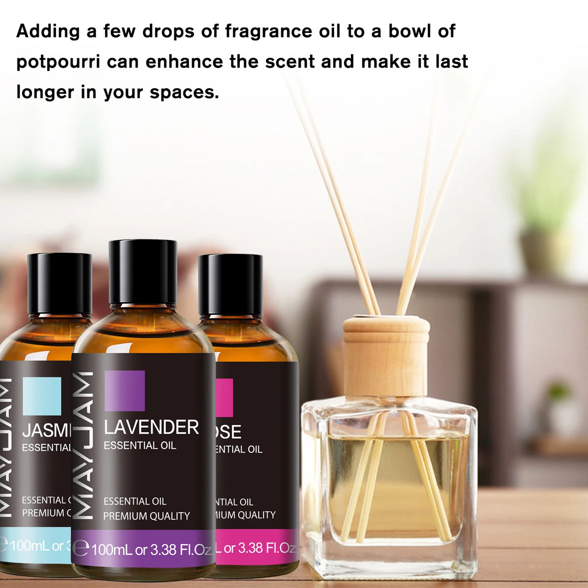 MAYJAM 100ml Pure Essential Oil with Glass Dropper, Aromatherapy Essential Oils Lavender Eucalyptus Rosemary Vanilla Aroma Oil