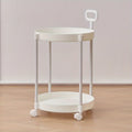 Elegant 2-Tier Side Table with Wheels - Trolley Table in Living Room|Simple Sofa Table with Handle|Easy To Move Coffee Table
