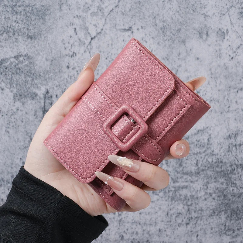 Solid color short women's wallet, super beautiful multifunctional wallet, card bag, coin purse