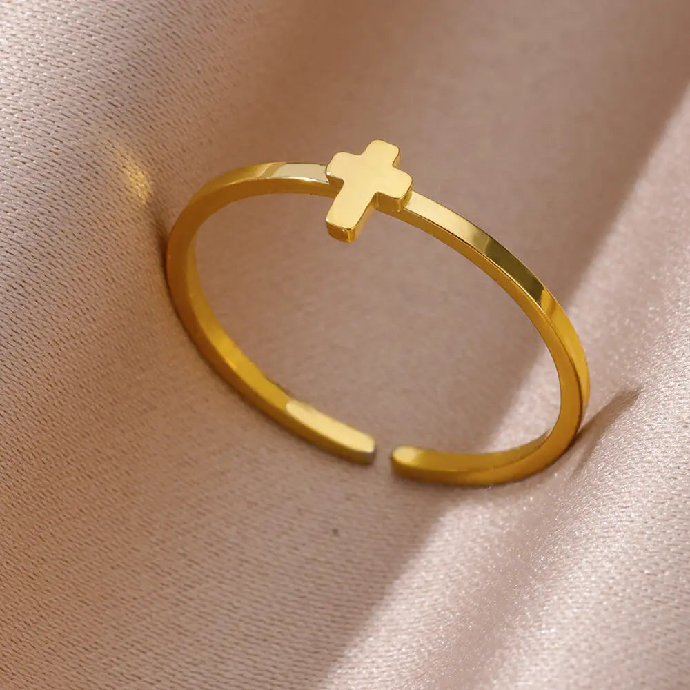 Gold Color Zirconia Flower Rings for Women Girls Elegant Stainless Steel Ring Floral Jewelry Trendy Luxury Aesthetic 2026 Style