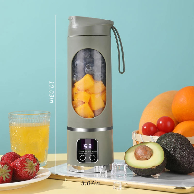 1 Small Portable Blender and Juicer - Rechargeable via USB, Personal Wireless Blender with Stainless Steel Blades no