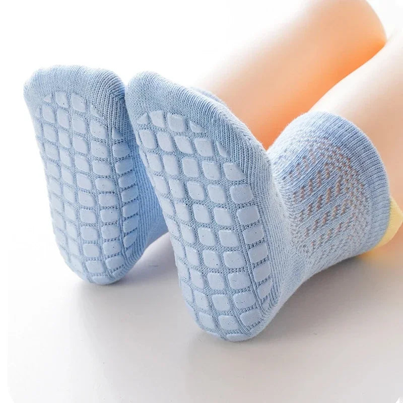 3 Pairs/lot RAISE 6 Colored Non-slip Baby Girl Sock Breathable Thin Infant Girl Cotton Socks Kids Mesh Socks Children's Sock Kit