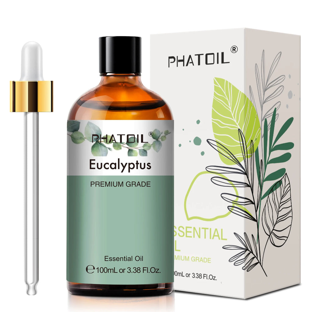 PHATOIL Aromatherapy Essential Oil For Skin Care,Diffuser,Massage & Candle Making-100ml Lavender Cinnamon Eucalyptus Aroma Oils