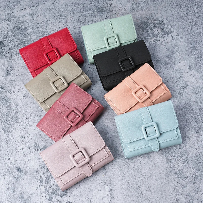 Solid color short women's wallet, super beautiful multifunctional wallet, card bag, coin purse