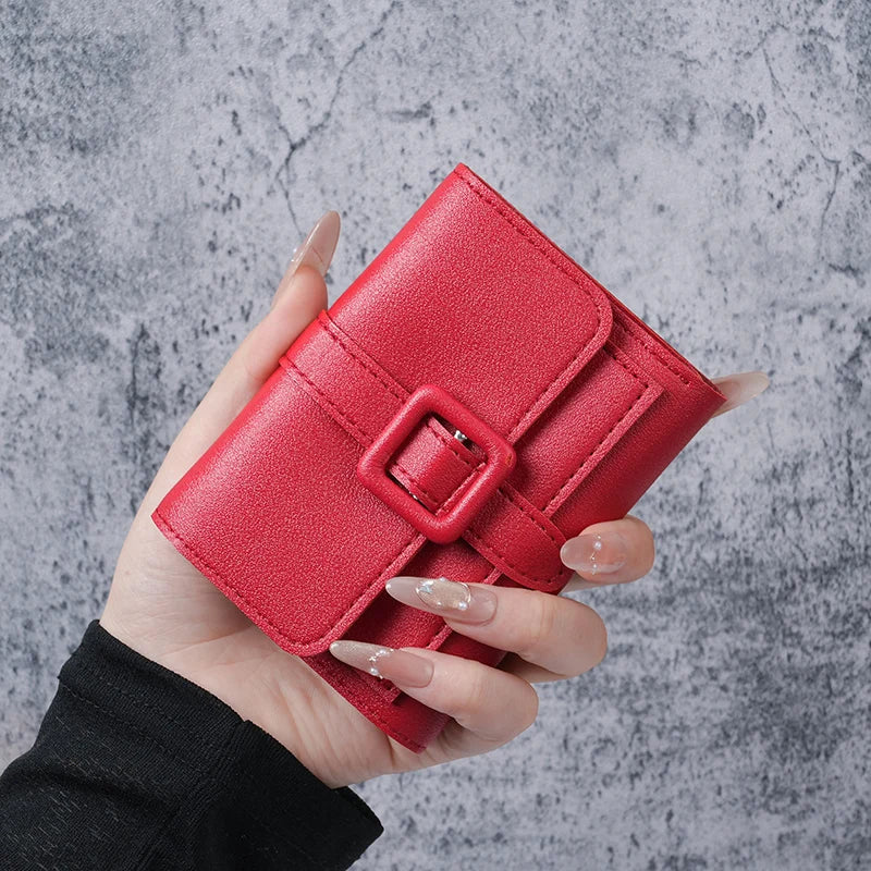 Solid color short women's wallet, super beautiful multifunctional wallet, card bag, coin purse