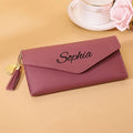 Customized Name Fashion Women's Wallets Simple Personalized Long Section Clutch Purses with Zipper Soft PU Leather Card Holder