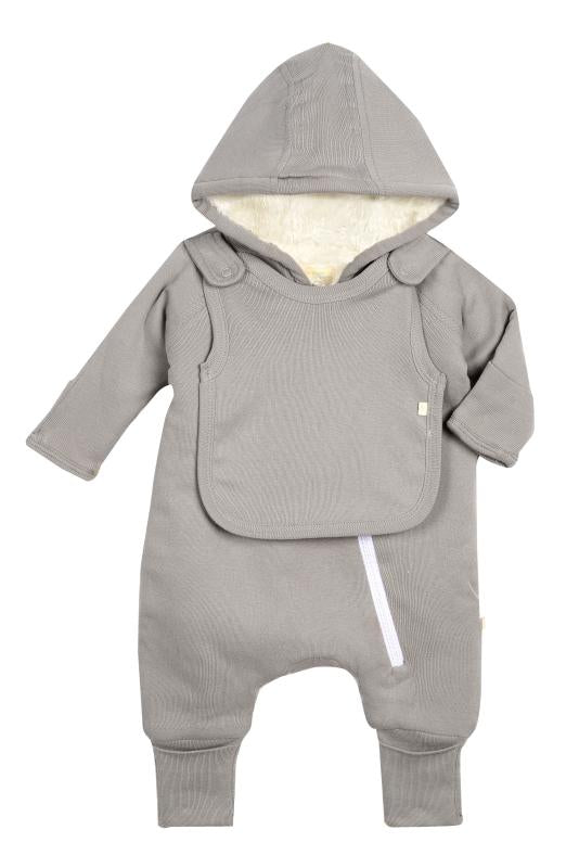 Smart Cuddly Onesie + Bib - Gray