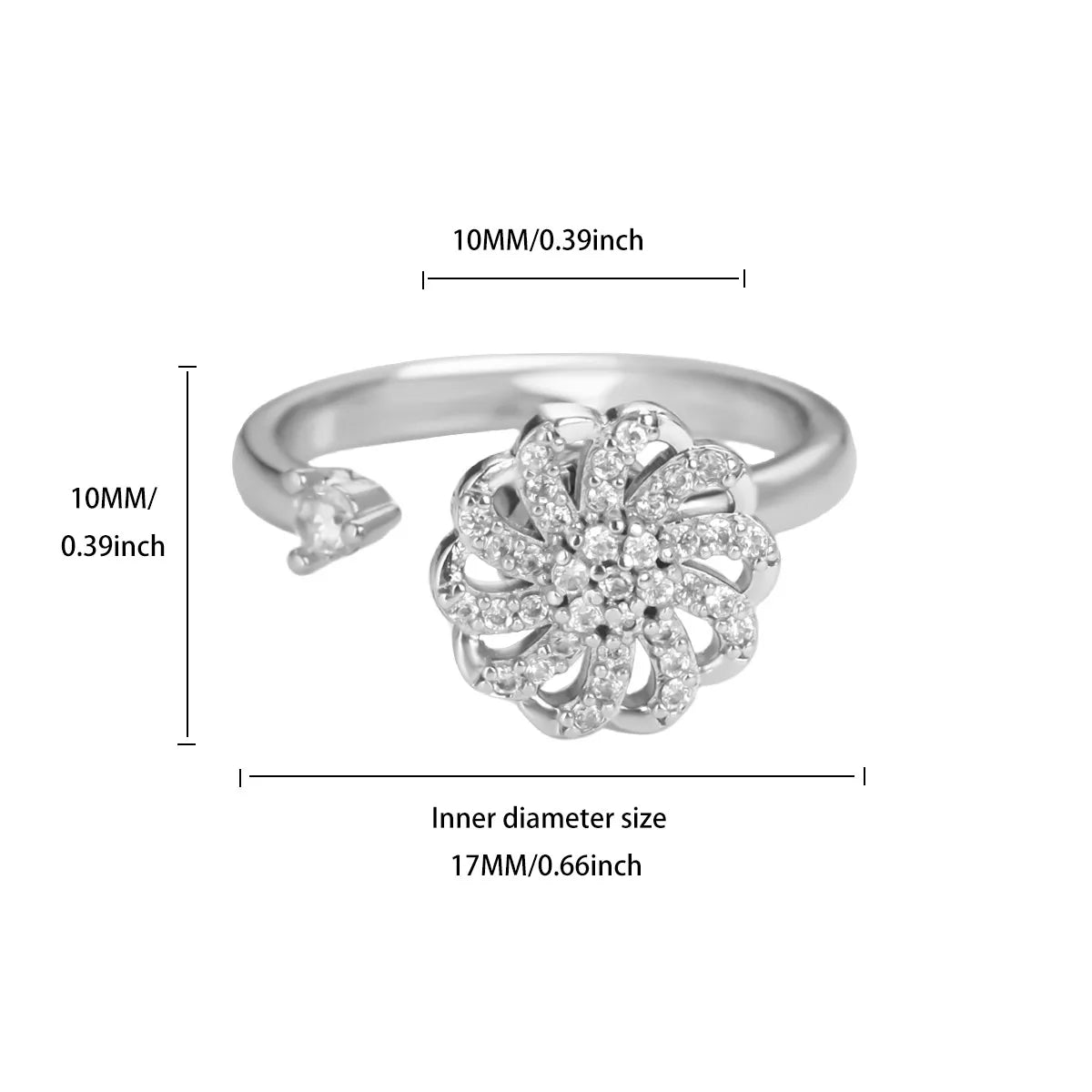 Gold Color Zirconia Flower Rings for Women Girls Elegant Stainless Steel Ring Floral Jewelry Trendy Luxury Aesthetic 2026 Style